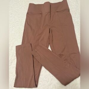 Betabrand powerdown Women's dress yoga Brown tan pant skinny Leggings Tall